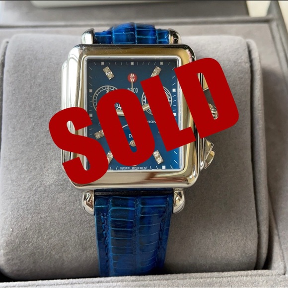 Michele Accessories New Michele Deco Blue Dial Diamond Womens Watch